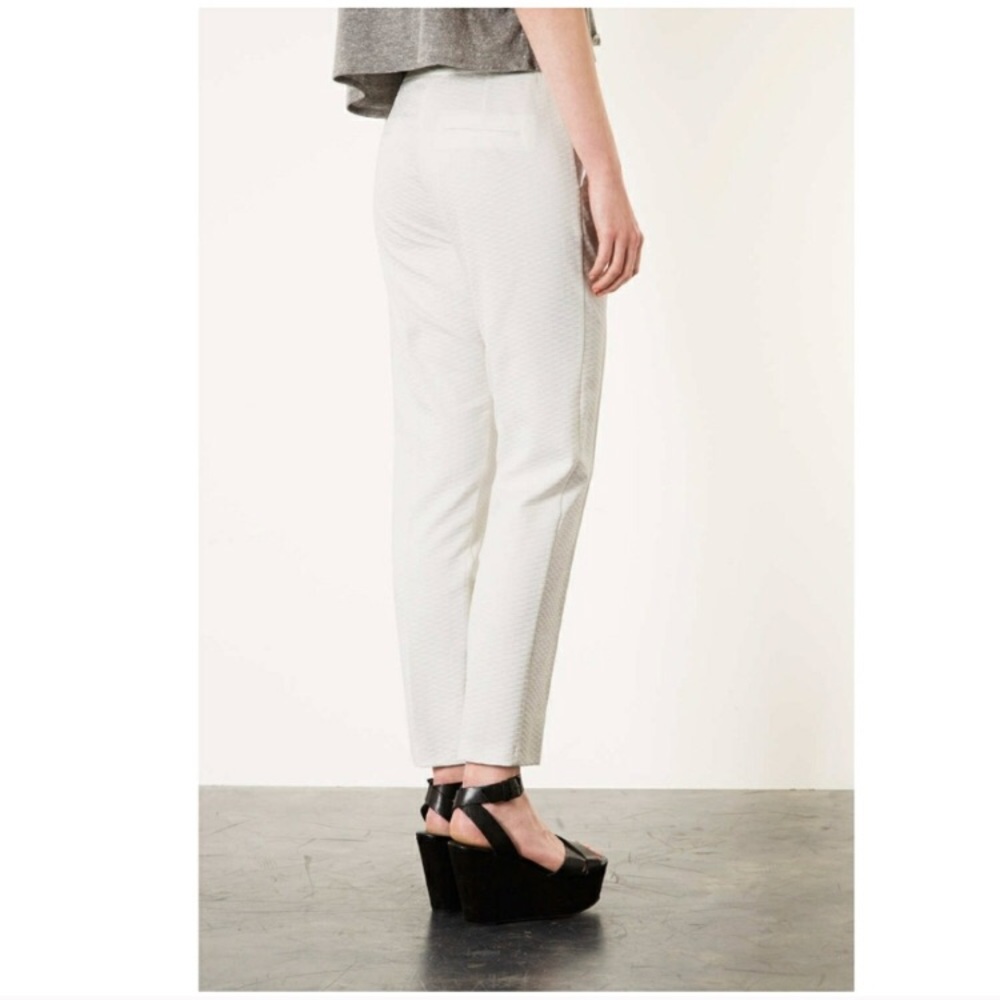 Topshop White Diamond Texture Cigarette Trouser